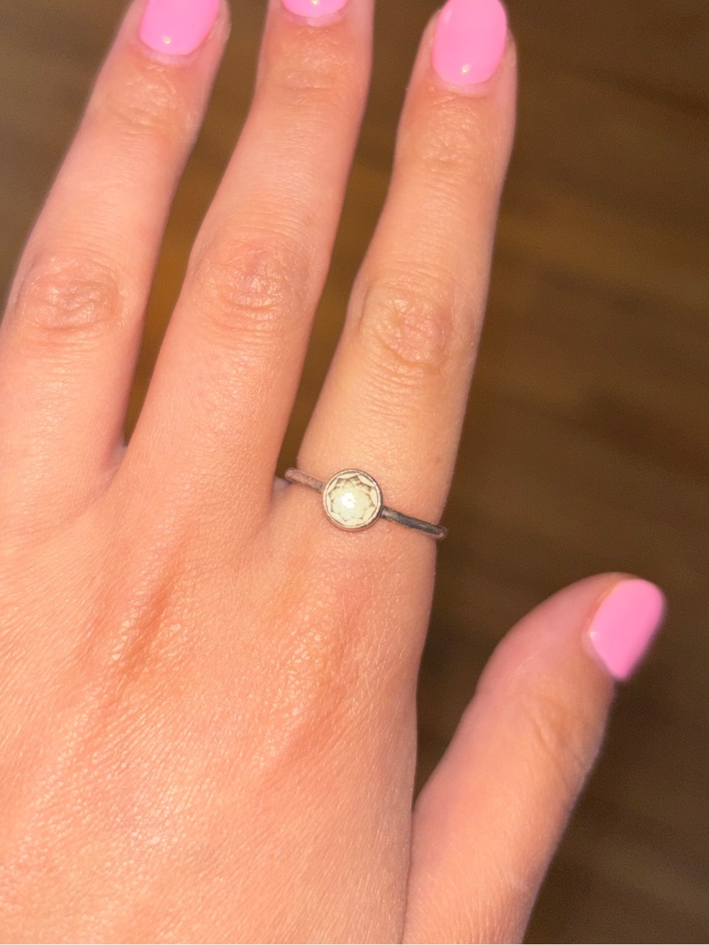Pandora Delicate Silver Ring with April Birthstone